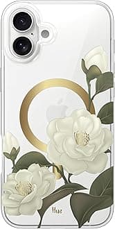 LONLI Hue - Magnetic Case for iPhone 16 Plus - [Compatible with Magsafe] - [360° Shock-Absorbent Bumper] - [Cute and Unique Phone Cover for Girls and Women] - Camellia