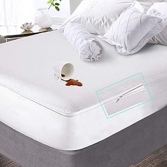 Trance Home Linen Zippered Chain 78"x36"x6" Cotton Waterproof Mattress Protector | Dust Mite Proof, Bed Bug Protection Mattress Cover for Single Bed Size with 6 inch Thick (78x36x6 inch, White)
