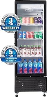 PremiumLevella Glass Door Display Refrigerator 7.6 cu ft Commercial Beverage Cooler Merchandiser With Sleek LED Light Strip