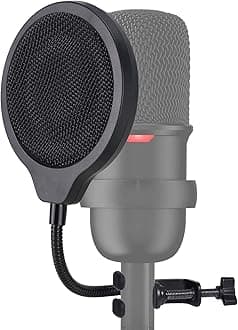 SUNMON SoloCast Microphone Pop Filter Mask Shield For HyperX SoloCast Mic, 4 Inch 3 Layers Windscreen with Flexible 360°Gooseneck Clip