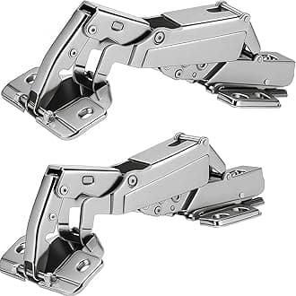 TamBee 175 Degree Hinges Frameless Cabinet Doors Hinges Concealed Hydraulic Adjustable Mounting Hinges Soft Closing Stainless Steel Buffer Dampers for Wardrobe,1 Pair (Full Overlay)