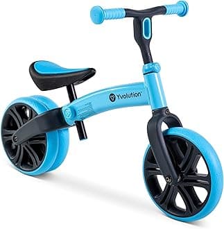 Yvolution Y Velo Junior 9" Balance Bike – 2-in-1 No-Pedal Training Bicycle with Dual Rear Wheels, Adjustable Seat & Handlebar – Ages 18 months to 3 years, Max Weight 44 lbs