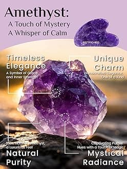 Rena Chris Gua Sha Facial Tools: Natural Amethyst Guasha Tool for Face Acupuncture Therapy, Facial Massager for Jawline Sculpting and Puffiness Reducing (Purple)