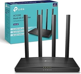 TP-Link AC1200 Wireless Dual Band Wi-Fi Router - Speed Up to 867 Mbps/5 GHz + 300 Mbps/2.4 GHz, 4+1 Gigabit Ports, Dual-Core CPU, Parental Control, Easy setup (Archer C6)