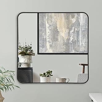 Americanflat Framed 80 cm Square Black Mirror with Rounded Corners - Modern Wall Mirror for Bathroom, Bedroom, Living Room, Hanging Mirror Wall Decor