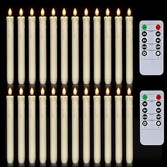 Homemory 24 Pcs Flameless Taper Candles with Remote, Timer, Plastic Battery Operated CandleSticks, Ivory Led Window Candles with Flickering Light, 9.6 Inches for Christmas Home Wedding Decor