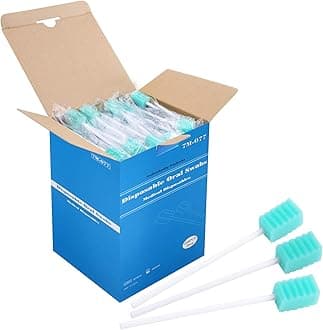(250 Pack) Disposable Oral Swabs, Sterile Dental Sponge Swabsticks Unflavored for Mouth or Gum Cleaning