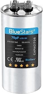 [UL Certified] 70 uF MFD 370-440VAC Volts ±5% Round Run Capacitor 50/60 Hz AC Electric Replacement Part by Blue Stars