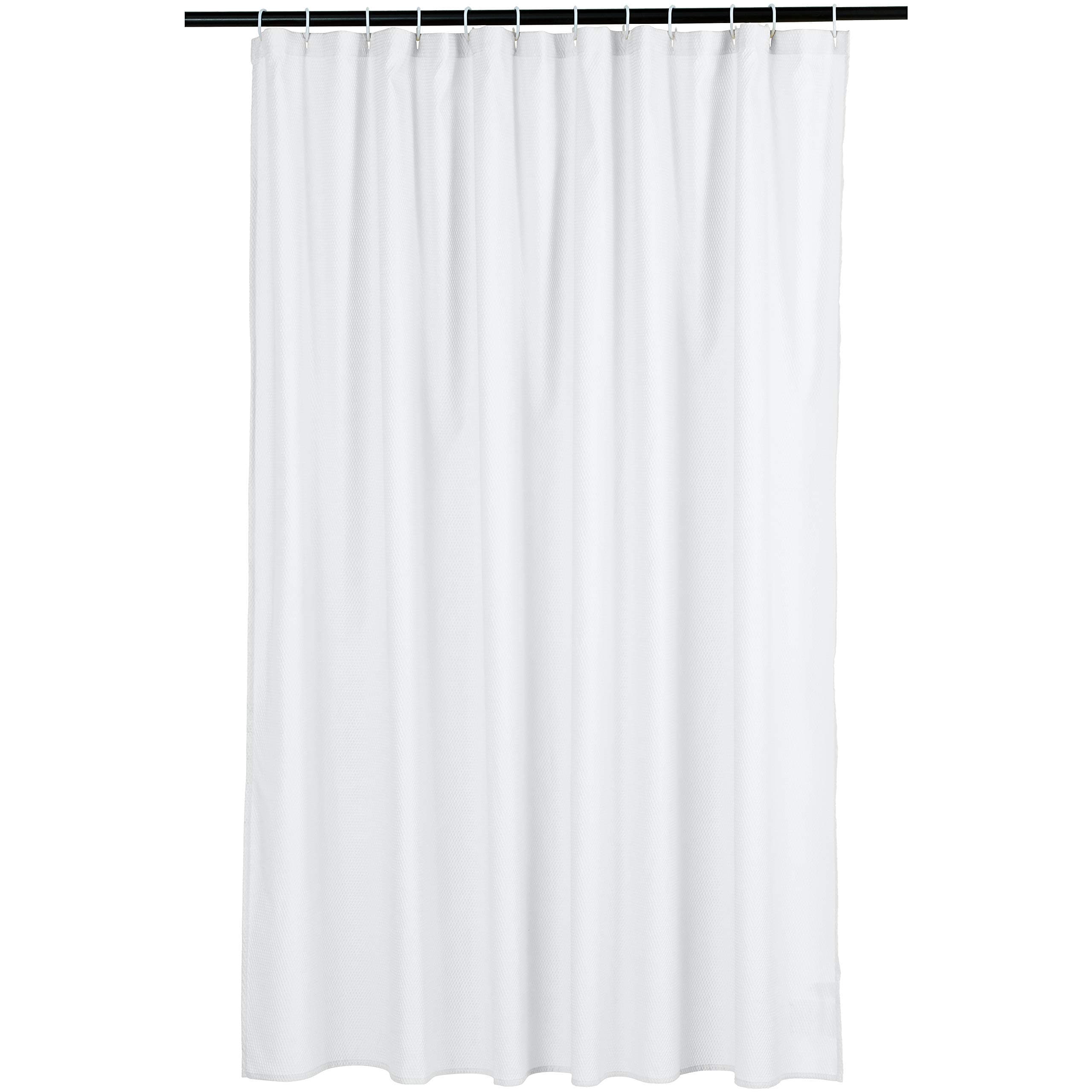 Amazon Basics Lightweight Super Soft Easy Care Microfiber Waffle Texture Shower Curtain , 72" x 72", White