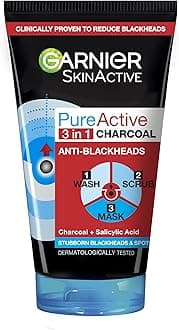Skin Active Pure Active Intensive 3in1 Charcoal Anti-Blackhead, 150ml