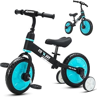 4 in 1 Balance Bike for 2 3 4 5 Years Kids Boy Girl, Toddler Trike with Auxiliary Wheels & Detachable Pedals, Easy Assembly