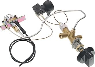 Propane Fire Pit Main Control Brass Safety Valve Kit,Heater Pilot Burner Assembly ReplaceParts include Valve Kit, Connecting tubes,Tilt switch and Safety Device Ignition Component Pilot Kit