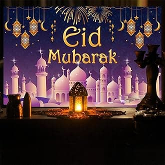 Eid Mubarak Decorations - 71x44 In Eid Mubarak Banner Backdrop Eid Mubarak Sign Party Favors Eid Decorations For Eid Al-Fitr Eid Al-Adha Home Party Outdoor Window Wall