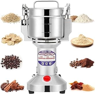 – Moongiantgo Electric Grain Grinder 500g/1.1lb Stainless Steel Grain Mill Grinder 2500W 36000RPM Spice Grinder Efficiency Grinding for Coffee/Cereal/Herb/Spice with Overload Protection&Open-Cover-Stop