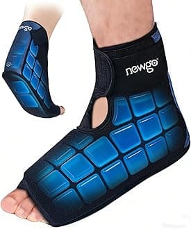 NEWGO Foot Ice Pack Wrap for Plantar Fasciitis, 60-Minute Long Lasting Heel Ice Pack with Ice Grids Design for Foot Surgery, Sprained Ankle, Heel Pain, Swelling