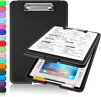 Sooez Clipboard with Storage, Plastic Storage Clipboard with Low Profile Clip...