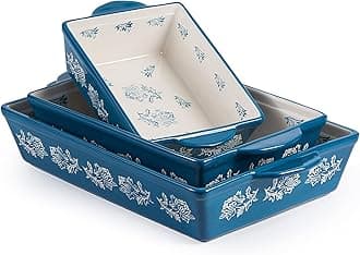 Wisenvoy Baking Dish Ceramic Lasagna Pan Casserole Dish 3-Piece Bakeware Sets Baking Dishes Baking Set Baking Dish Set