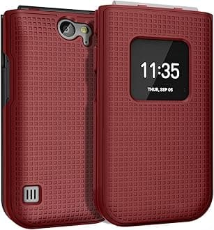 Case for Nokia 2720 V Flip Phone, Nakedcellphone [Red] Protective Snap-On Hard Shell Cover [Grid Texture] for Verizon TA-1295, 2720V