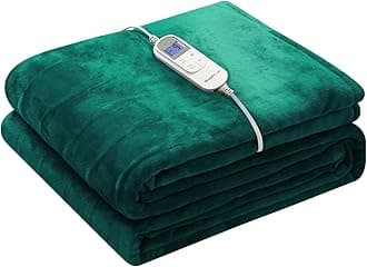 Wapaneus Heated Blanket Electric Throw 72" x 84" Full Size with 10 Heating Levels 12 Hours Time Setings and Auto-Shut Off, Flannel Fast-Heating Electric Blanket,Machine Washable,Vintage Green