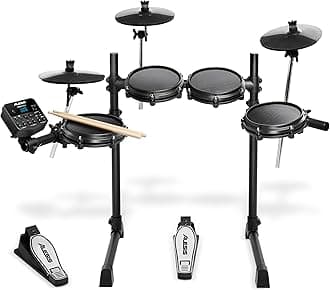 Alesis Turbo Mesh Kit Electronic Drum Set, Mesh Head, 7 Pieces, 3 Cymbals, Over 100 Sound Sources, 30 Demos, Compact Drum, Online Lessons, Drums, Practice, Japanese Instruction Manual (English