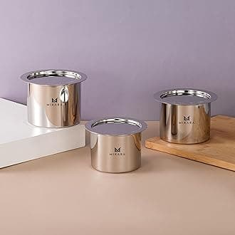 MIKARA Stainless Steel Flat Bottom Polished Top Set of 3 (950,1150,1400ml) (Large), Silver