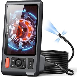 Triple Lens Endoscope Camera with Light, DEPSTECH 5" IPS Screen Endoscope Camera, 1080P Sewer Camera & Split Screen, 180° Rotation, IP67 Snake Cable, 8 Lights, Gadget for Automotive Mechanical Repair