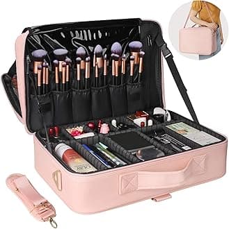Relavel Travel Makeup Train Case Cosmetic Case Organizer Portable Artist Storage Bag with Adjustable Dividers for Cosmetics Makeup Brushes Toiletry Jewelry Digital Accessories
