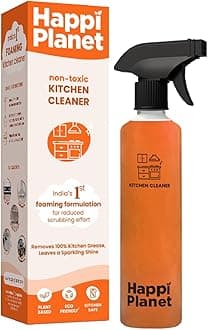 Happi Planet | Kitchen Cleaner | India’s 1st Foaming Formulation for Less Scrubbing | 500ml | Suitable for Stoves, Chimneys, Counter Tops, Appliances, Walls & Cabinets | Non Toxic & Natural