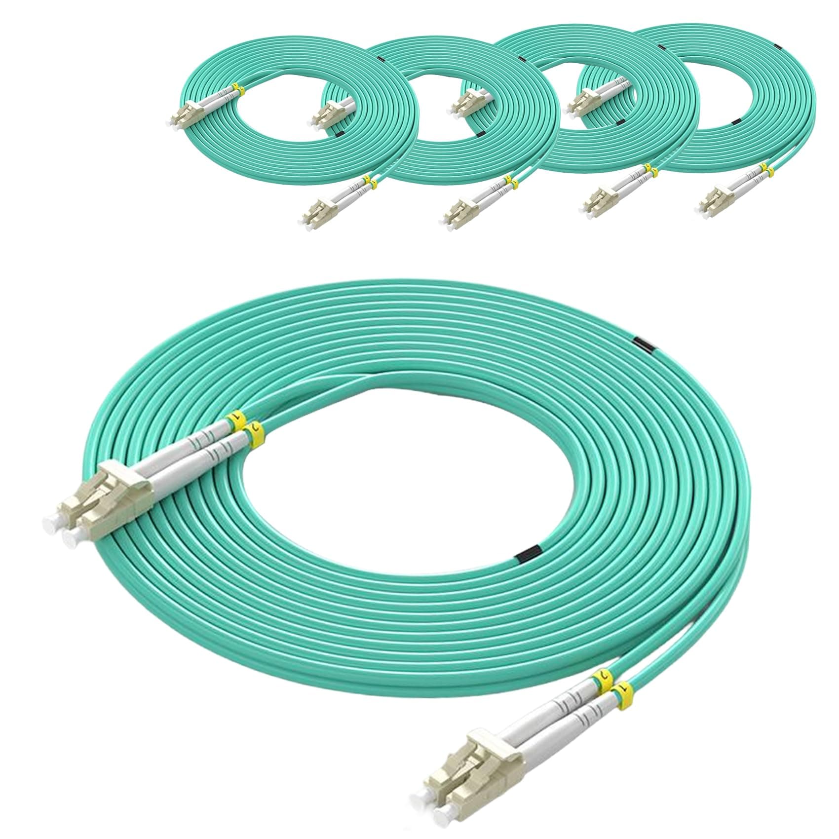 LC to LC Fiber Patch Cable, OM3 Multimode 1M/3ft 5Pack, 10G/40G Duplex 50/125µm, LSZH Jacket for Data Center/SFP+ Transceivers - Corning Fiber & Zirconia Ceramic