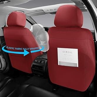 Full Coverage Faux Leather Car Seat Covers Universal Fit for Most Cars,Trucks,Sedans and SUVs with Waterproof Leatherette in Automotive Seat Cover Accessories (Wine Red)