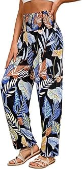 Women's Harem Pants, High Waist Yoga Boho Trousers with Pockets