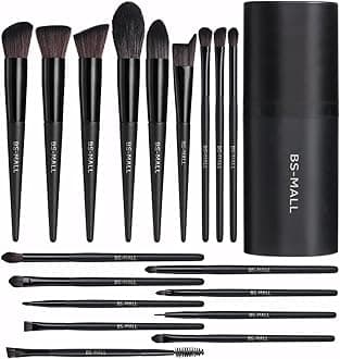 BS-MALL Makeup Brush Set 18 Pcs Premium Synthetic Foundation Powder Concealers Eye shadows Blush Makeup Brushes with black case (C-Black)