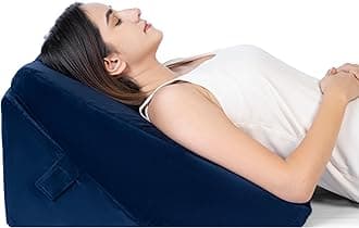 FOVERA Adjustable Bed Wedge Memory Foam Pillow with 7 Ways of Elevated Inclines for Acid Reflux, GERD, Snoring, Heartburn, Post-Surgery (Velvet Navy Blue, Standard - 22 x 22 x 12 Inch)
