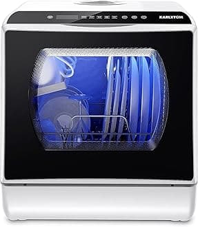 Karlxtom Compact Dishwasher, Portable Table Top Dishwasher with 6 Programs, Touch Control, Auto-drying, Baby Care & Fruit Wash