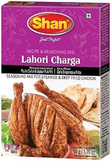 Lahori Chargha Recipe and Seasoning Mix 1.76oz (50g) - Spice Powder for Steamed & Deep Fried Chicken - Suitable for Vegetarians - Airtight Bag in a Box
