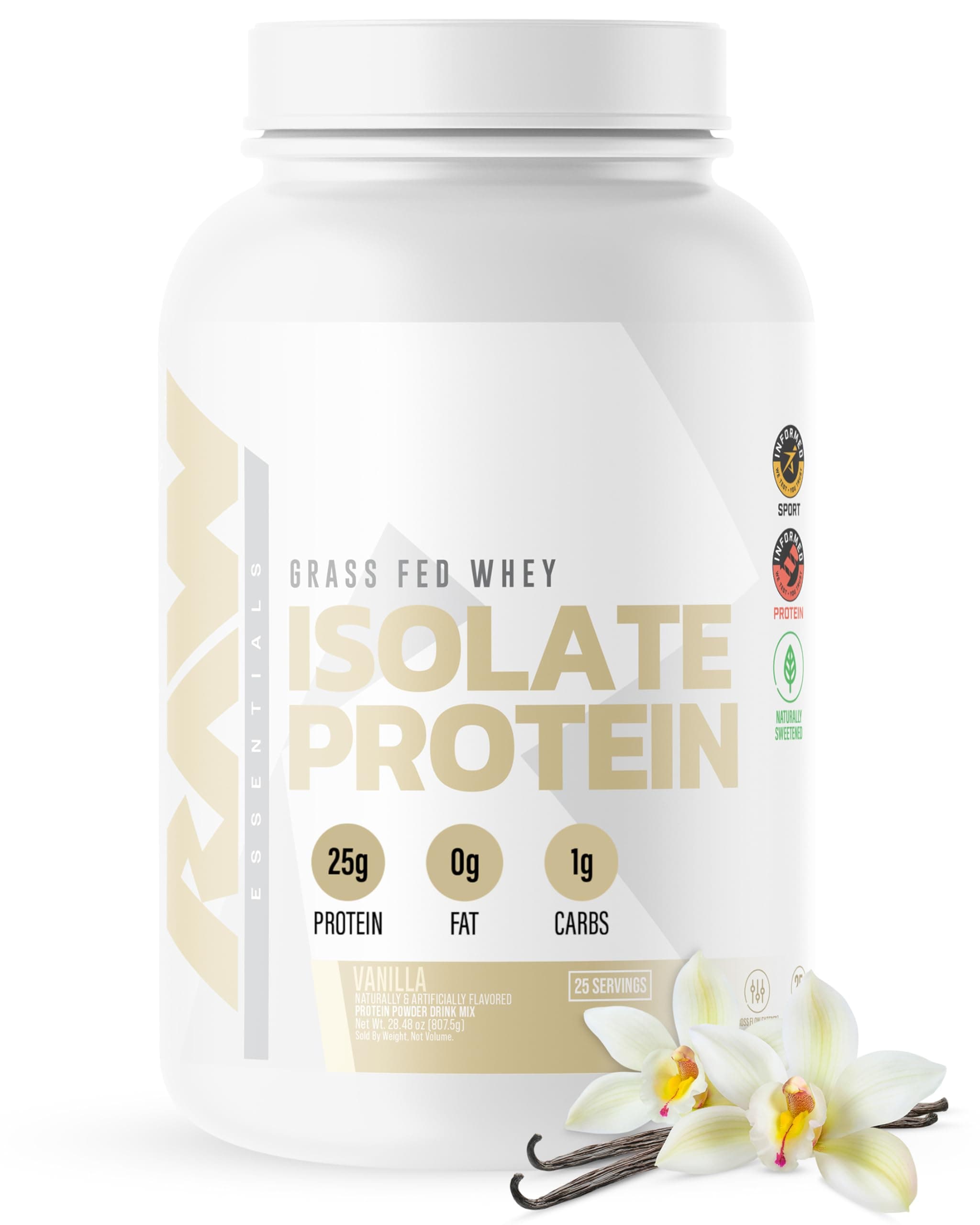 RAW Whey Isolate Protein Powder, Vanilla (CBUM Itholate) - 100% Grass-Fed Sports Nutrition Powder for Muscle Growth & Recovery - Low-Fat, Low Carb, Naturally Flavored - 25 Servings