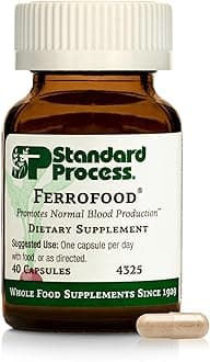 Standard Process Ferrofood - Iron Supplement to Support Normal Blood Production - Aid Iron Absorption with Vitamin C - Health Supplement with Alfalfa, Spanish Moss, Vitamin B12 & More - 40 Capsules
