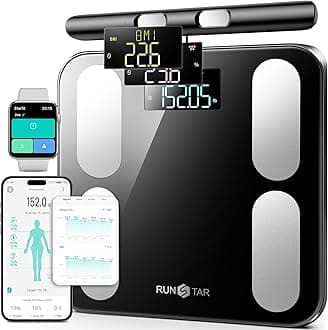 Runstar Scale for Body Weight and Fat, BMI Muscle Mass to 28 Measurements, FSA or HSA Eligible Digital Bathroom Scales 8-Electrode with Voice Prompt High Accurate Bluetooth Weight Scale