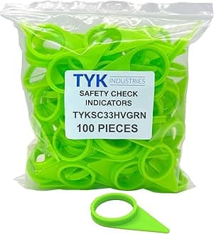 TYK Industries 33mm High Visibility Green Loose Wheel Lug Nut Safety Check Indicators 100 Pack - Commercial Truck Wheel Nut Pre-Trip Safety Inspection Tool