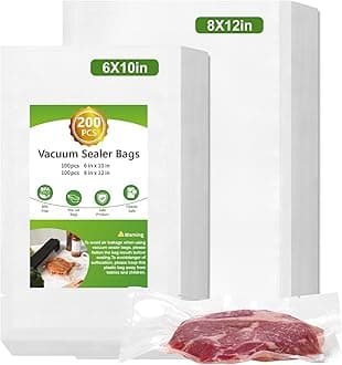 Moretoes 200pcs Vacuum Sealer Bags, 100 Quart 8" x 12" and 100 Pint 6" x 10", BPA Free, Pre-cut Commercial Grade Vac Seal Meal Bags for Food Saver Storage, Meal Prep or Sous Vide