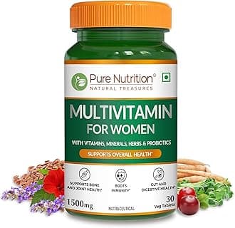 - Pure Nutrition Multivitamin for Women (1500 mg), 30 Veg Tablets | With Vitamins, Minerals, Herbs & Probiotics | Supports Bone & Joint Health, Immunity & Digestive Health