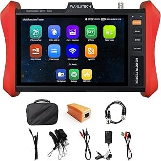 4K 12MP IP Camera Tester 90W PoE Power Output 8'' Touchscreen CCTV Tester SFP Optical Fiber Module Port RJ45 Cable TDR Test WiFi Network Tools (E88)