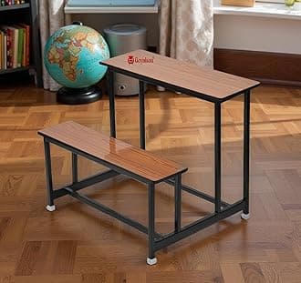 P P CHAIR School Duel Desk Tution College Bench Desk for All Students Boys Girls Heavy Duty Frame with ply Board (1, Teak, Large Class)