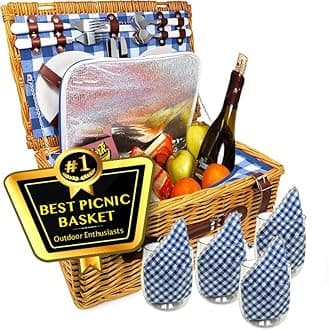 Picnic Basket, Blue/White