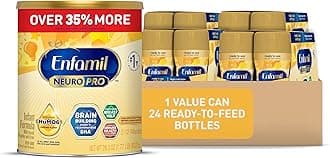 Enfamil NeuroPro Baby Formula, MFGM* 5-Year Benefit,Brain-Building Omega-3 DHA, Exclusive Immune Supporting HuMO6 Blend,28.3 Oz + Ready-to-Feed Infant Formula, Liquid, 8 Fl Oz (24 Count)