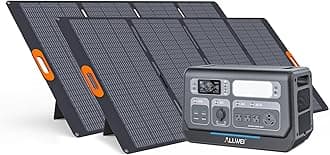 ALLWEI LiFePO4 Solar Generator 2400W(Surge 4800W) with 2x 400W Solar Panels, 2048Wh Portable Power Station, 4 AC Outlet, Expandable to 10240Wh, UPS Battery Generator for Outdoor RV Camping Home Use