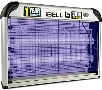 iBELL 102IK Electric Insect Killer Machine - 20W Bug Zapper, UV Bulbs, Aluminium Body, Insect Control (Grey)