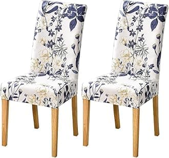Styleys Elastic Chair Cover Stretch Removable Washable Short Dining Chair Cover Protector Seat Slipcover (Set of 2, Flower Sea, SLMC303)