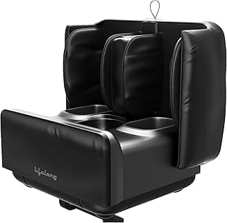 Lifelong2 in 1 Foot & Leg Massager Machine & Foldable Ottoman Rest for Home - Pain Relief Massage for Legs - Heat + Rolling, Kneading, Shiatsu, Vibration & Air Compression - Massages Ankle & Calf too