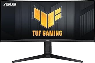 ASUS VG34VQL1B TUF 34 Inch Curved Gaming Monitor - WQHD (3440x1440), 165Hz, 1ms, Extreme Low Motion Blur, FreeSync Premium, Eye Care, Height Adjustable, DisplayHDR 400, DisplayPort, HDMI, USB